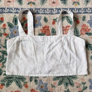 Abercrombie & Fitch White Linen Crop Tank Top